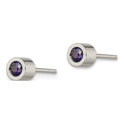 Stainless Steel CZ September Stud Earrings – view 4