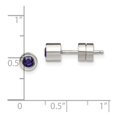 Stainless Steel CZ September Stud Earrings – view 6