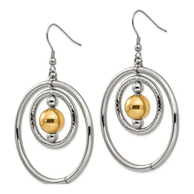 Stainless Steel Yellow IP Drop Earrings | Chisel – view 4