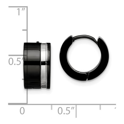 Black Stainless Steel Huggie Hoop Earrings – view 6