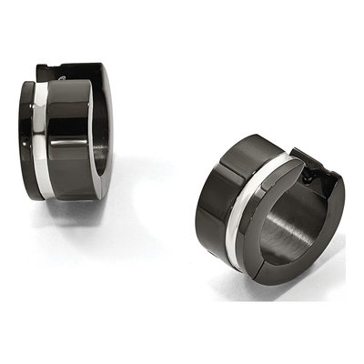 Black Stainless Steel Huggie Hoop Earrings – view 7