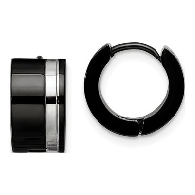 Black Stainless Steel Huggie Hoop Earrings