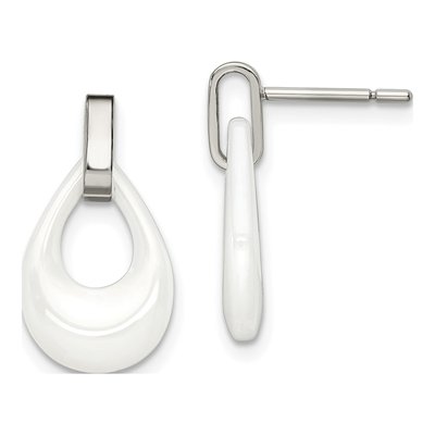 Stainless Steel Ceramic Dangle Earrings