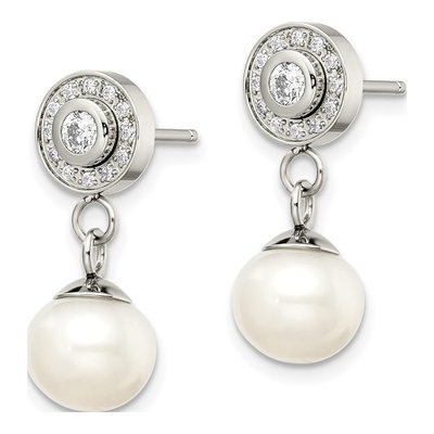 Stainless Steel CZ Dangle Earrings – view 4