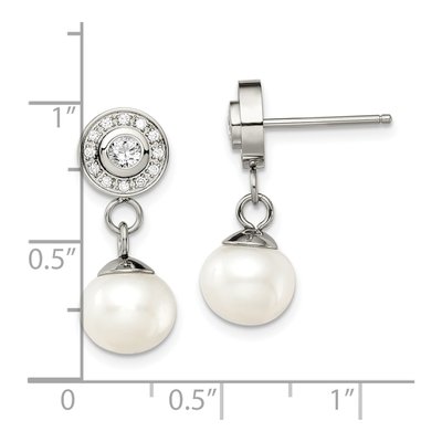 Stainless Steel CZ Dangle Earrings – view 6