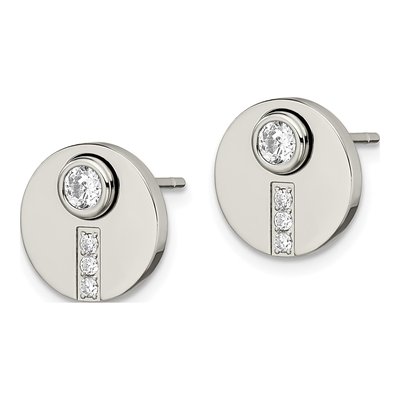 Stainless Steel CZ Circle Stud Earrings – view 4