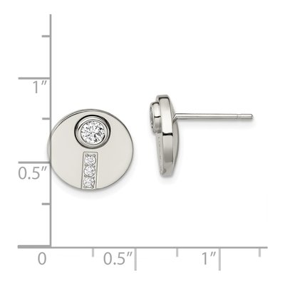 Stainless Steel CZ Circle Stud Earrings – view 6