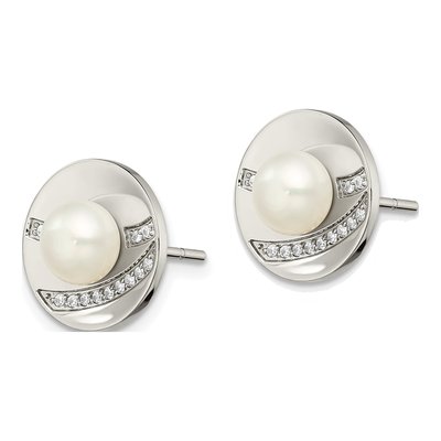 Stainless Steel CZ Stud Earrings – view 4