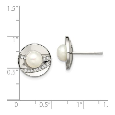 Stainless Steel CZ Stud Earrings – view 6