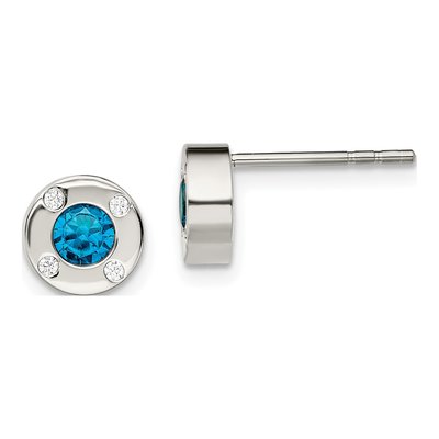 Stainless Steel CZ Clear Stud Earrings