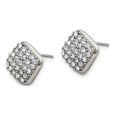 Stainless Steel Crystal Square Stud Earrings – view 4