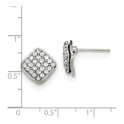 Stainless Steel Crystal Square Stud Earrings – view 6