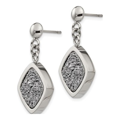 Stainless Steel Druzy Dangle Earrings – view 3