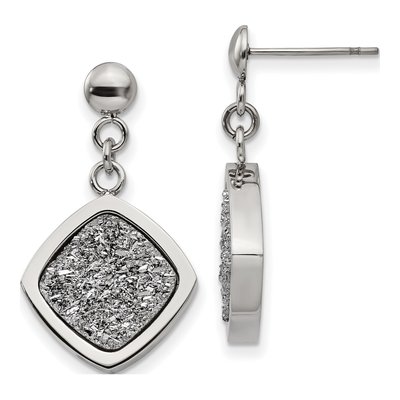 Stainless Steel Druzy Dangle Earrings