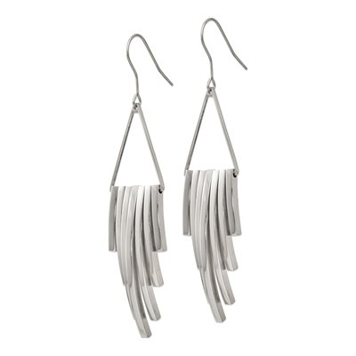 Stainless Steel Triangle Bar Dangle Earrings – view 4