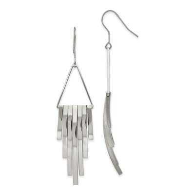 Stainless Steel Triangle Bar Dangle Earrings