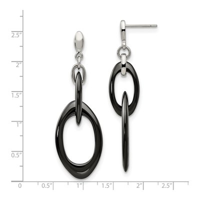 Stainless Steel Black Ceramic Dangle Earrings – view 5