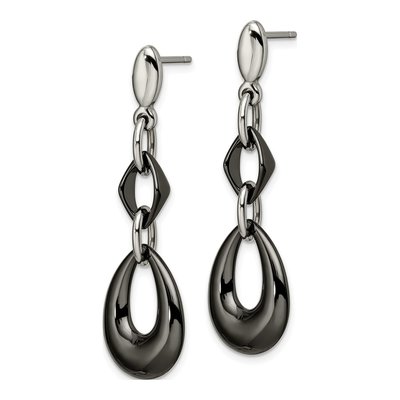Stainless Steel Black Ceramic Dangle Earrings – view 4