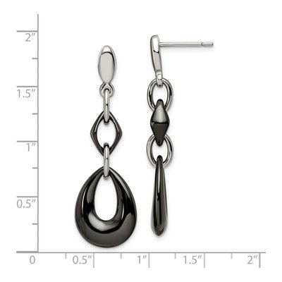 Stainless Steel Black Ceramic Dangle Earrings – view 6