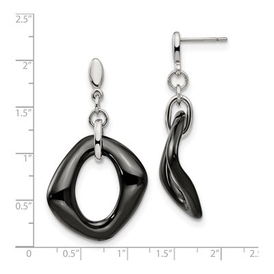 Stainless Steel Black Ceramic Dangle Earrings – view 6