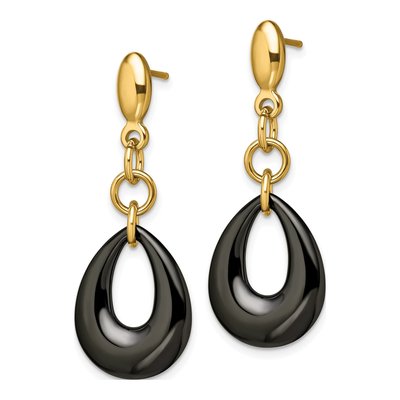 Stainless Steel Ceramic IP Dangle Earrings – view 4