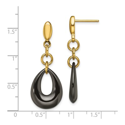 Stainless Steel Ceramic IP Dangle Earrings – view 6
