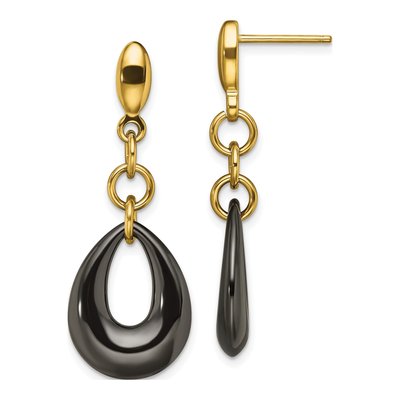 Stainless Steel Ceramic IP Dangle Earrings