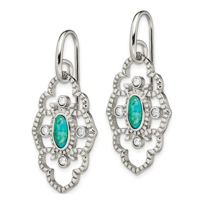 Stainless Steel CZ Dangle Earrings – view 4