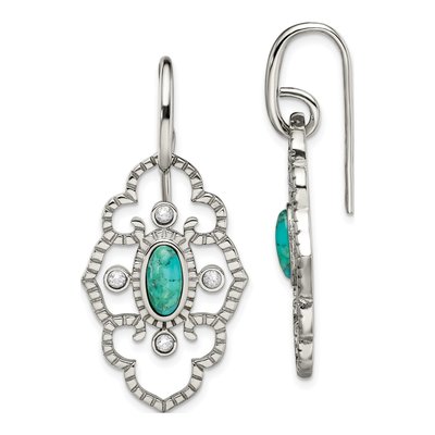 Stainless Steel CZ Dangle Earrings