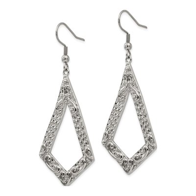Stainless Steel Ornate Dangle Earrings – view 4