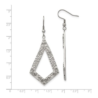 Stainless Steel Ornate Dangle Earrings – view 6