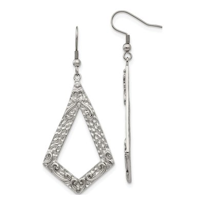 Stainless Steel Ornate Dangle Earrings