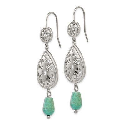Stainless Steel Turquoise Dangle Earrings – view 4
