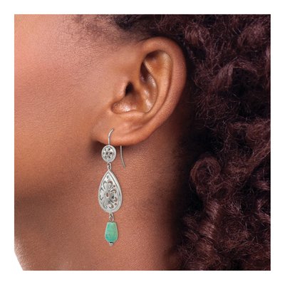 Stainless Steel Turquoise Dangle Earrings – view 5