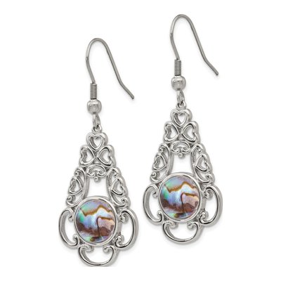 Stainless Steel Filigree Abalone Dangle Earrings – view 4