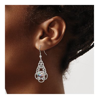 Stainless Steel Filigree Abalone Dangle Earrings – view 5