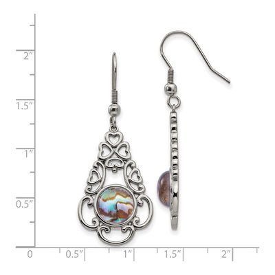 Stainless Steel Filigree Abalone Dangle Earrings – view 6