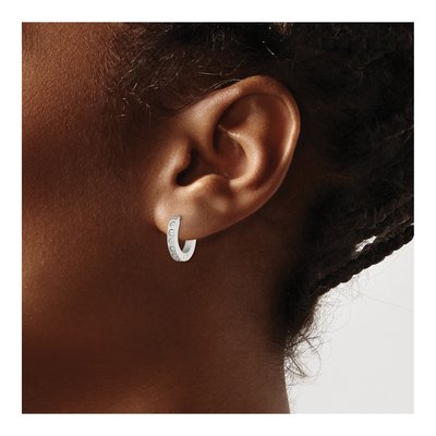 Stainless Steel 13mm CZ Huggie Hoop Earrings – view 6