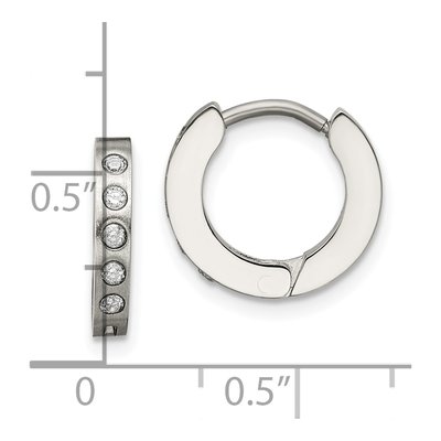 Stainless Steel 13mm CZ Huggie Hoop Earrings – view 7