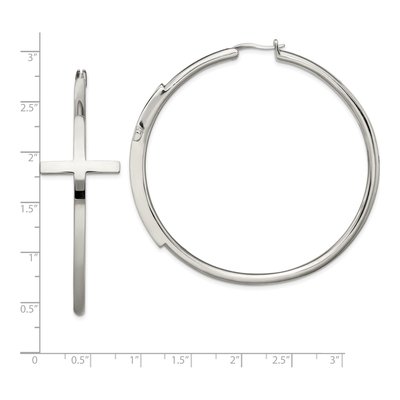 Stainless Steel Large Cross Hoop Earrings – view 6
