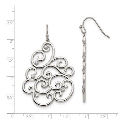 Stainless Steel CZ Filigree Dangle Earrings – view 6