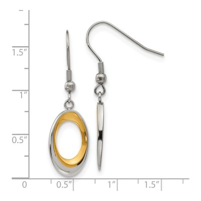 Stainless Steel IP Oval Dangle Earrings – view 6