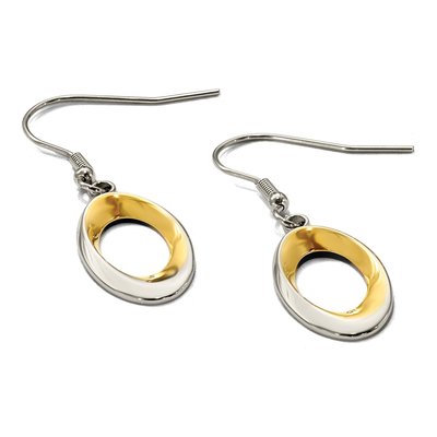 Stainless Steel IP Oval Dangle Earrings – view 7