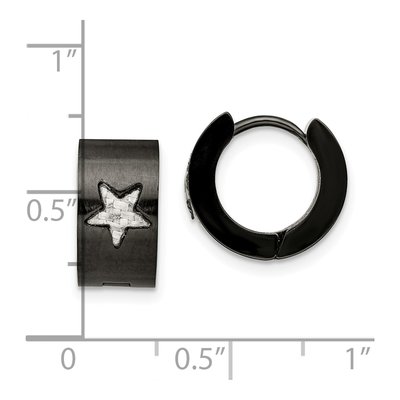 Black Stainless Steel 13mm Carbon Fiber Huggie Hoop Earrings – view 7