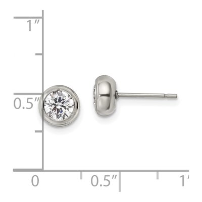 Stainless Steel 5mm Round CZ Bezel Stud Earrings – view 6