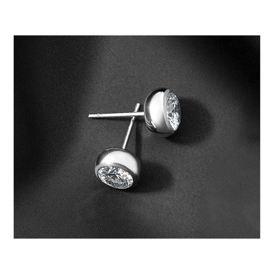 Stainless Steel 6mm Round CZ Bezel Stud Earrings – view 7