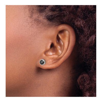 Stainless Steel 5mm Round CZ Bezel Stud Earrings – view 5