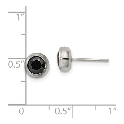 Stainless Steel 5mm Round CZ Bezel Stud Earrings – view 6