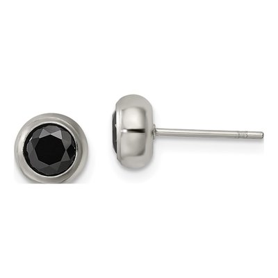 Stainless Steel 5mm Round CZ Bezel Stud Earrings