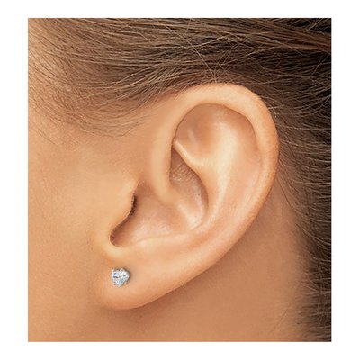 Stainless Steel 4mm CZ Heart Stud Earrings – view 5